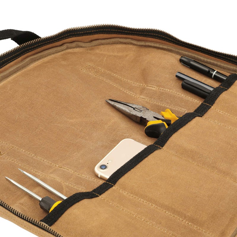 Denifiter Waxed Canvas Cable Bag, Multifunctional Repair Bag Heavy Duty Tool Bag, Waterproof (Khaki) - Image 4